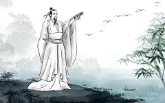 古风水墨人物屈原端午节岸边插画