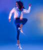 Movement in Blue : Movement in sports displayed by using a slow shutter speed, haze and colored gels