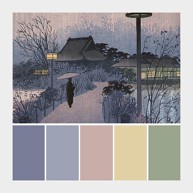 配色/色卡/调色 浮世绘色卡 花瓣关注原画人，推荐更多精选素材，绘画更有灵感