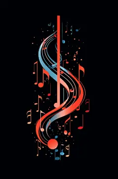 AI数字艺术音乐乐符乐谱元素插画