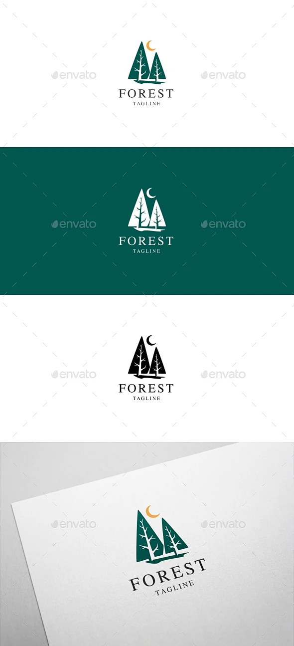 黑暗森林标志模板——自然标志模板Dark Forest Logo Template - Nature Logo Templates冒险,黑黑的 ...