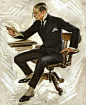 Leyendecker illustration: Spats, spectacles, and stache
