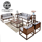新中式沙发麻布中式家具 实木沙发明清古典禅意沙发卡座仿古家具-淘宝网
