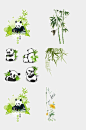 大熊猫竹子免抠元素