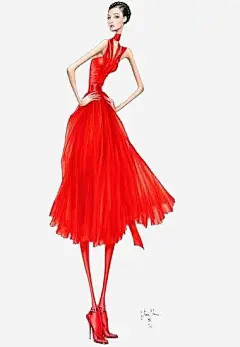 手绘时装女高清素材 人物 性感 服装 模特 欧美风 红裙 美女 免抠png 设计图片 免费下载