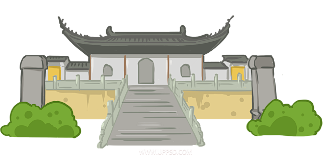 古风建筑插画PNG