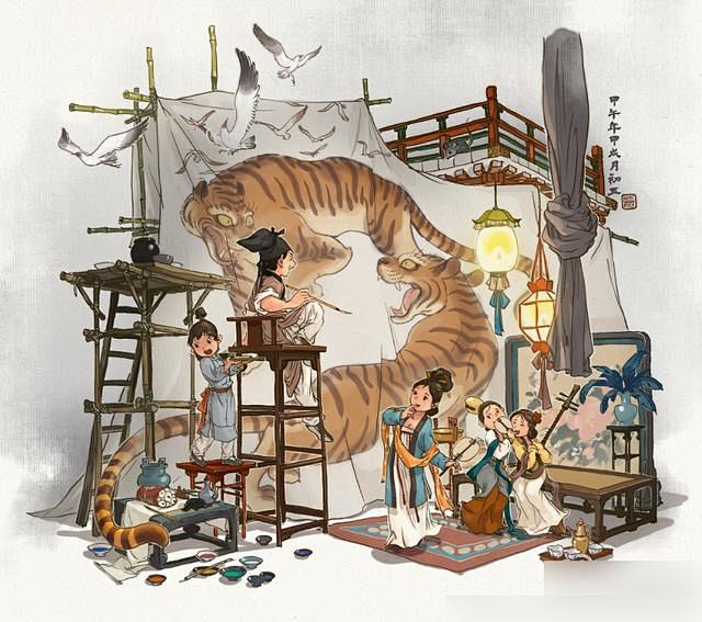 国人插画师“鍾離華蟲”国风特色插画作品