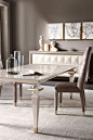 The Luxury Italian Designer Rectangular Mother Of Pearl Dining Set provides a striking focus, a statement of superb quality. Ultimately handcrafted in the finest of finishes, this gorgeous dining set has it all. Exuding the utmost in glamour, providing a 