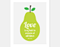 Love Is In Season, religious Mother Teresa, pear fruit, kitchen art, retro modern home decor