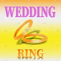 金戒指的婚礼海报爱的概念。