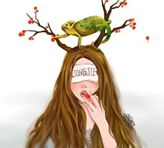 插画作品《女孩与变色龙》 作者: 蝶飞飞 - 涂鸦王国插画