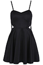 ROMWE | ROMWE Cut-out Waist Black Camisole Dress, The Latest Street Fashion