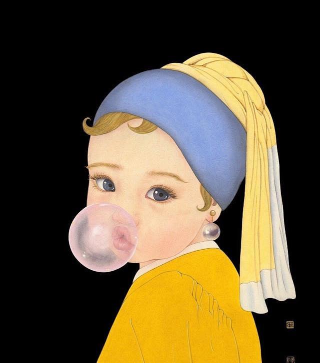 名画头像维米尔带珍珠耳环的少女