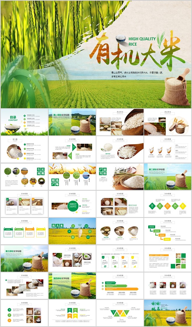 水稻五常有机大米PPT模板农业