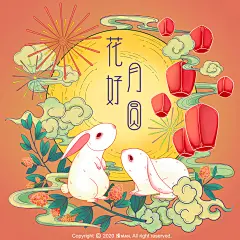 MoonCake·中秋礼盒 包装插画_馒Man__插画师作品_涂鸦王国gracg.com