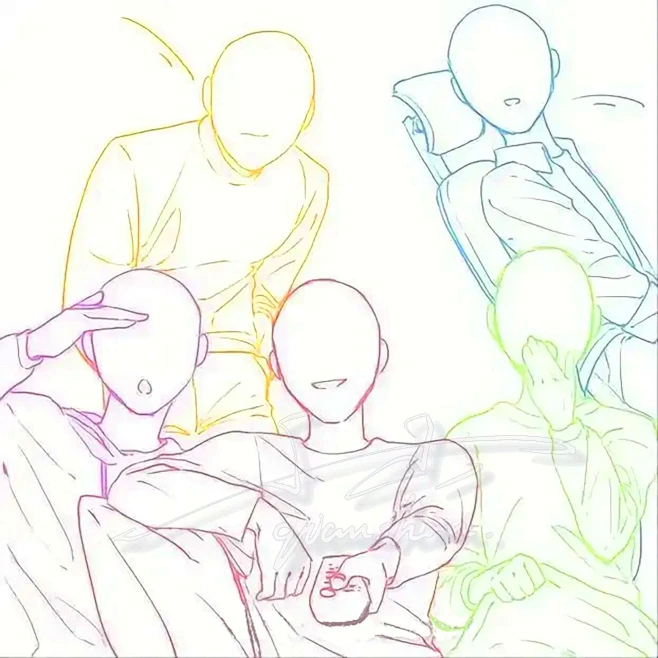 绘画素材/多人素材模板分享-花瓣网