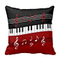 Stylish Red Black White Piano Keys and Notes Pillow