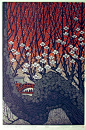Jo on Twitter: "Plum Grove at Tenmangu Woodblock Print by © Ray Morimura 2016… "