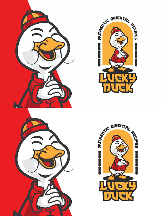 鸭子 卡通 标志 设计素材