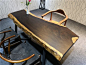 黑檀个性原生态餐桌板式老板桌大板新中式办公桌原木桌子简约茶桌-淘宝网