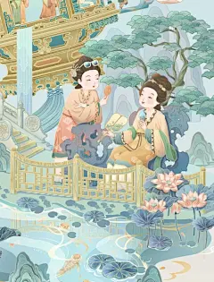 原创国潮插画|宫灯-仕女 - 小红书
