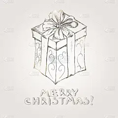 圣诞礼物手绘素描。