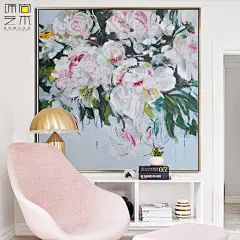 现代客厅花卉装饰画玄关过道走廊挂画样板房餐厅油画原创手绘油画-淘宝网