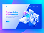 Axonometric illustration webpage 02 gradual change blue color 2.5d science visual ux icon image future design ui illustrations