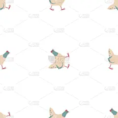 贺卡,海洋,可爱的,动物主题,母鸡,鸟类,四方连续纹样,农场,童年,植物