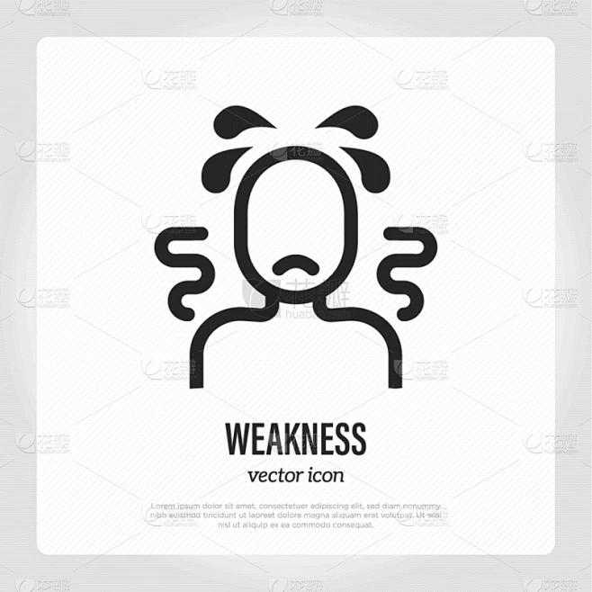 细的,绘画插图,症状,疲劳的,虚弱,矢量,线图标,生病,感冒,触摸素材-花瓣网