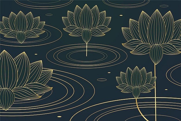线条荷花背景矢量图设计素材