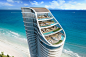 佛罗里达阳光岛海滩上的丽思卡尔顿公寓 : 迈阿密的arquitectonica事务所将“丽思卡尔顿公寓，阳光岛海滩”构思为一处“城市绿洲”。该项目位于迈阿密和劳德代尔堡之间，方案包含了212套公寓住宅，有五套奢华顶层公寓，2.2英亩豪华景观、游泳池和私人海滩设施。