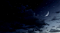 夜空中的流星带半个月亮的电影环路