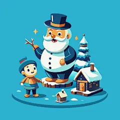 卡通人物雪人娃娃插画元素