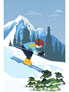 扁平风滑雪插画 - 小红书搜索