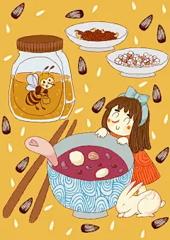 明天要喝腊八粥哦-胖端端哒__涂鸦王国插画