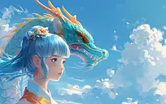 【AI数字艺术】古风美女中国风七夕节中秋节女孩卡通插画图片下载