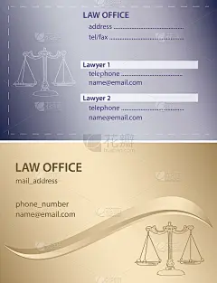 访问律师卡-紫罗兰和黄金矢量模板