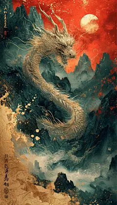 中国风漆画 龙年贺岁 新年壁纸 龙年壁纸