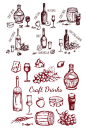 红酒葡萄酒杯矢量素描元素-众图网