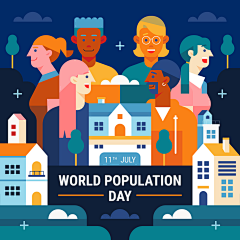 追设计素材采集到ZD0681 12款世界人口日插画海报