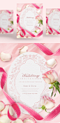 唯美婚礼邀请函请柬PSD模板Wedding invitation PSD template#ti375a5908 :  