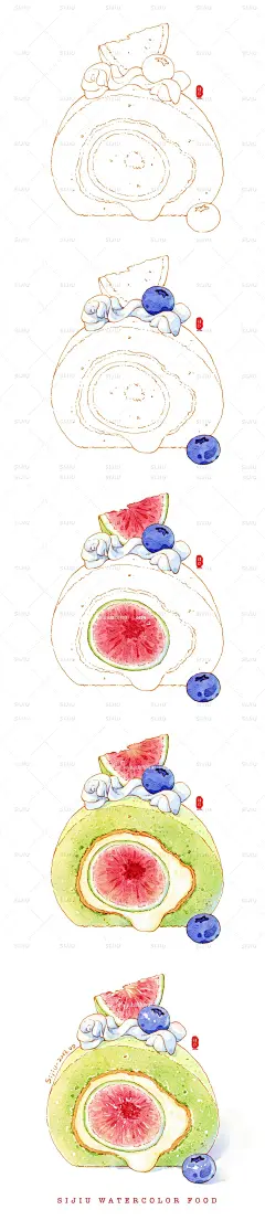 肆玖水彩298-_-抹茶蛋糕卷_2_幺幺肆玖(有课)_来自小红书网页版