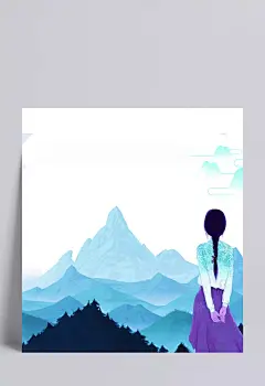 卡通手绘诗和远方少女背景|卡通手绘,少女,诗和远方,海报,旅游,插画,山脉