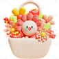 情人节软3D风玩偶花束元素素材