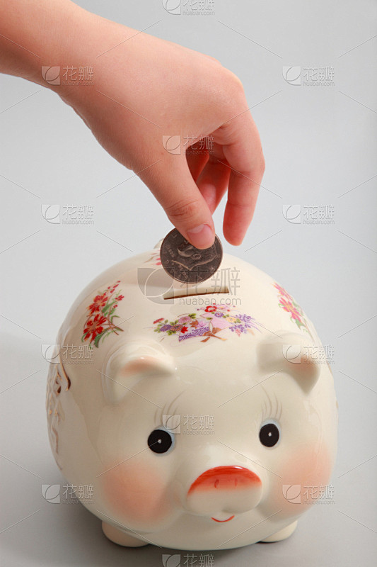 小猪扑满,垂直画幅,储蓄,金融,手,银行业,存钱罐,摄影