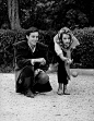 Alain Delon and Jane Fonda play boules.
