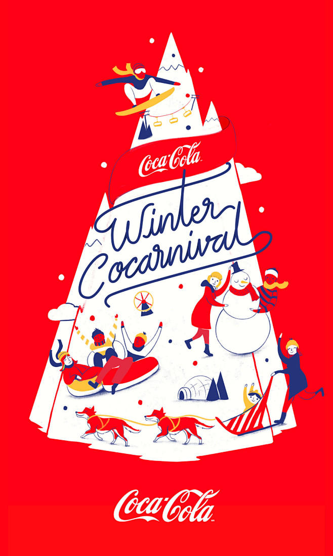 可口可乐圣诞节海报插画