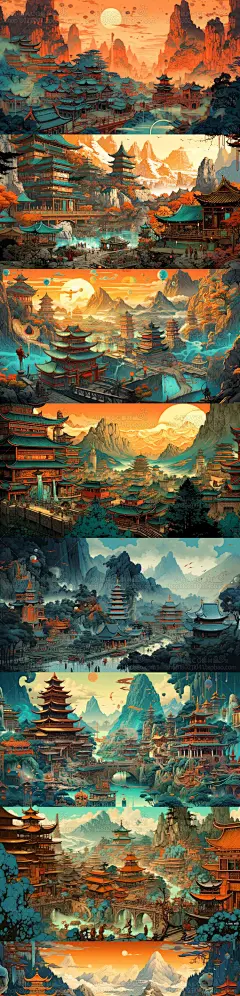 AI古风场景素材 中式唯美国风场景概念设定 游戏背景插画设计资源-花瓣网