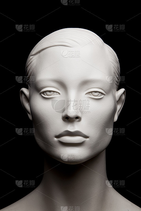 黑色背景前的人体模型头